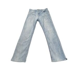 BKE Tyler Straight Mens Jeans 34x30 Light Wash Denim Whiskered Grunge Distressed